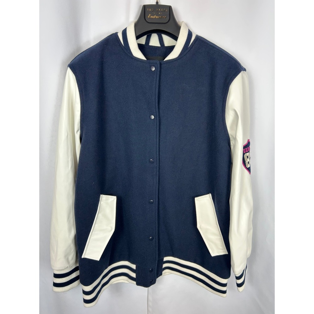 RD Style Queen Bomber Navy & White Varsity Jacket Collegiate Sporty Medium